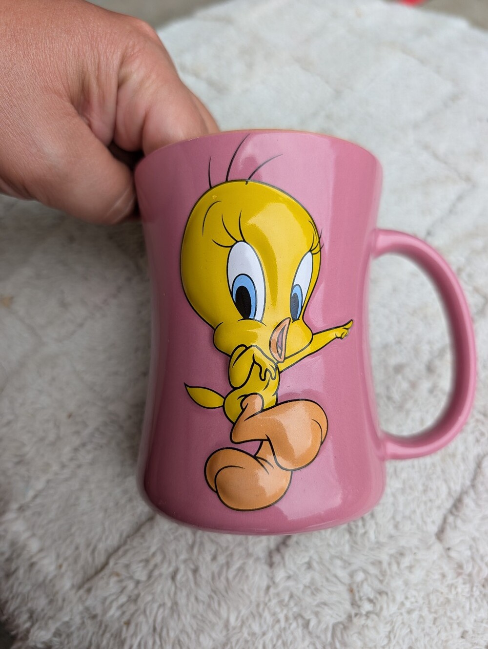 Warner Bros. Pink Mug with Yellow Tweety Bird Graphic